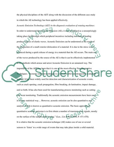 Acoustic Emission as a Powerful Non- Destructive Technique