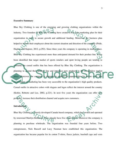 The Market Plan for Blue Sky Clothing