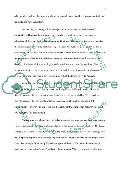 Ricardian Trade Theory and Development