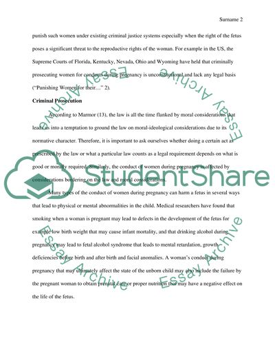 Should a Pregnant Woman Be Punished For Exposing Her Fetus to Risk