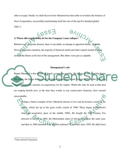 News Corporation as One of the Top Five Hundred Global TNCs