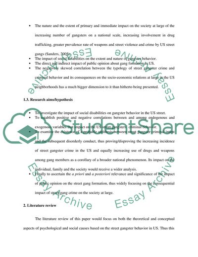 The Causes of Crime by Street Gangs in the United States