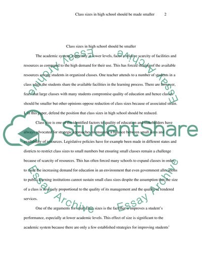 Class sizes in high school should be smaller