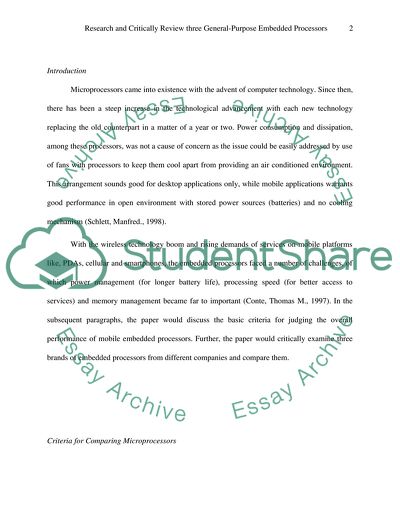 Research and Critically Review three General-Purpose Embedded Processors