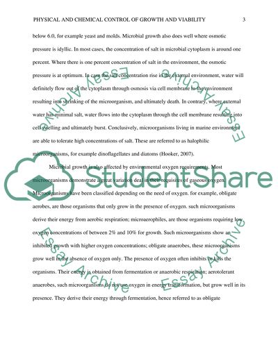 Phyiscal and chemical control of growth and viabilty