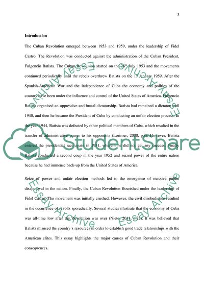 Causes and Consequences of Cuban Revolution and Its Wider Significance in the Latin American Context