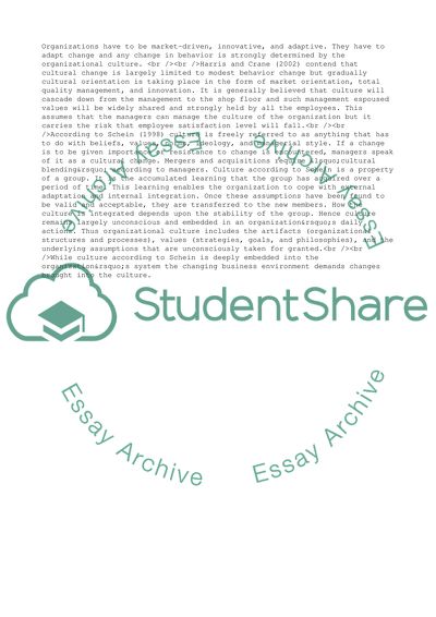 Culture Change in the Organisation