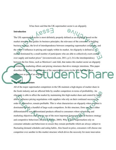 The UK Supermarket Sector is an Oligopoly
