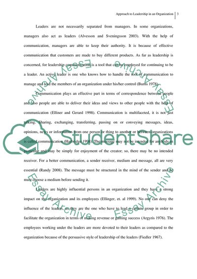 Approach to Leadership in an Organization