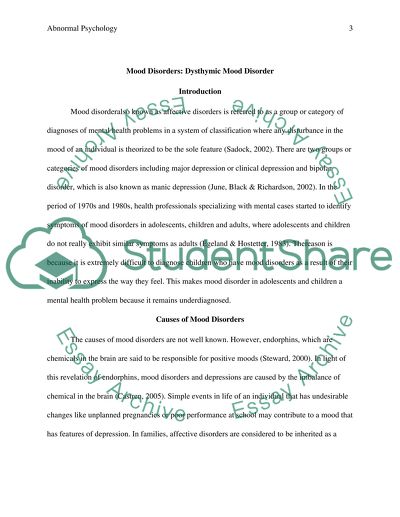 Dysthymic Mood Disorder