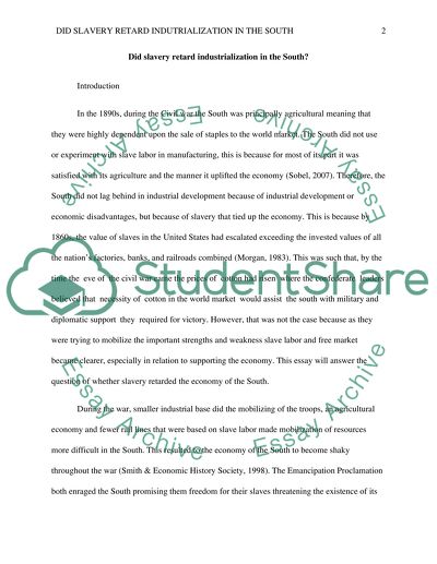 Did Slavery Retard Industrialization in the South