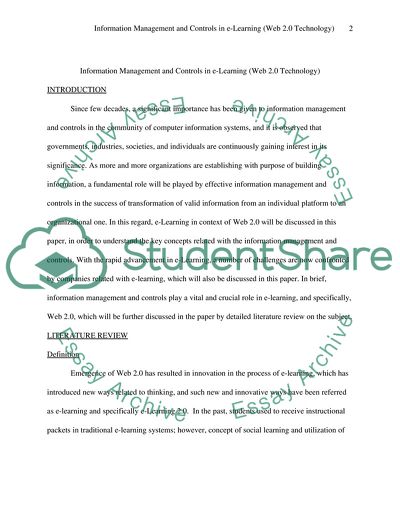 Information Management and Controls in E-Learning