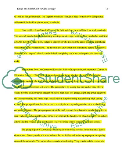 Ethics of Student Cash Reward Strategy