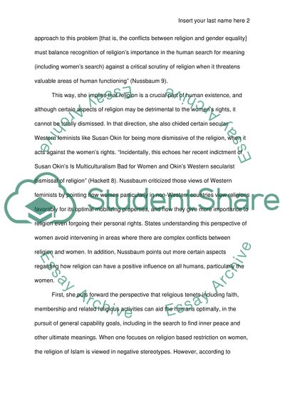 Nussbaum on Religion and Womens Rights