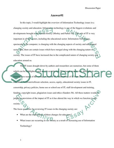 Information Technology in Changing Society and Education