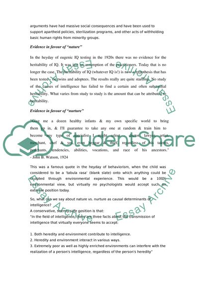 Nature vs. Nurture in Intelligence