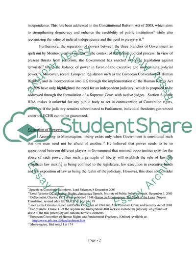 The relationship between the executive, legislature and judiciary