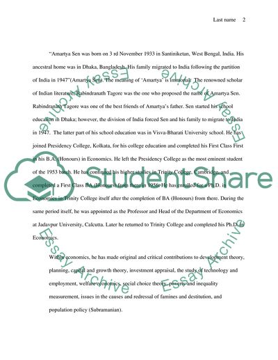 Noble Prize Economist Amartya Sen