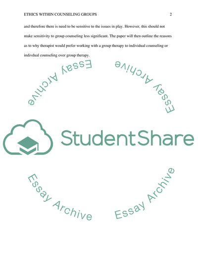 Ethical Issues Within Counseling Groups