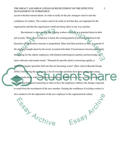 The Impact of Recruitment on the Management of the Workforce