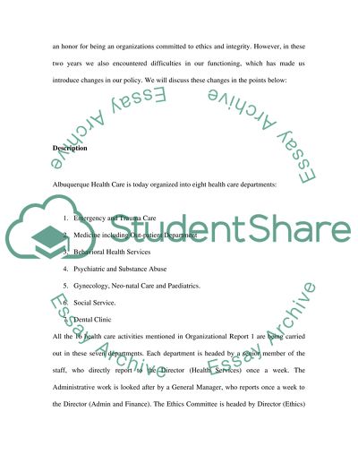 Building an Ethical Organization Albuquerque Health Care