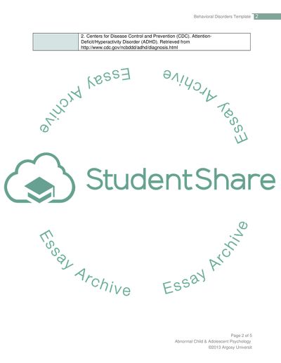 Behavioral Disorders Template