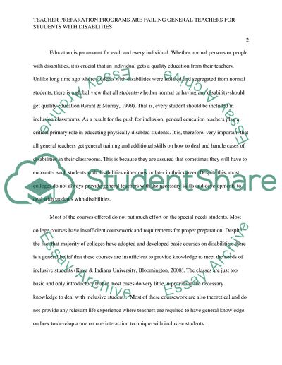 Teacher Preparation Programs for Students With Disabilities