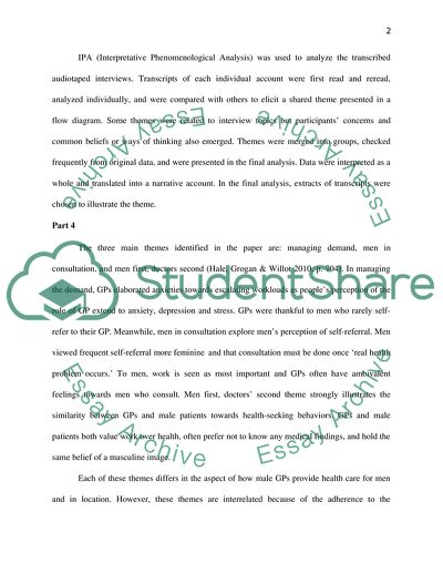 Male GPs Views on Men Seeking Medical Help