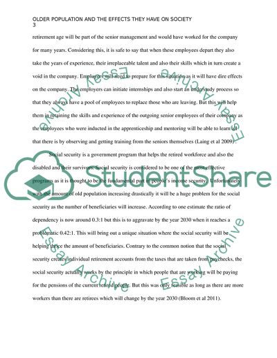 The Older Population and the Effects they have on Society