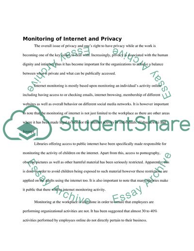 Monitoring Use of the Internet and Privacy