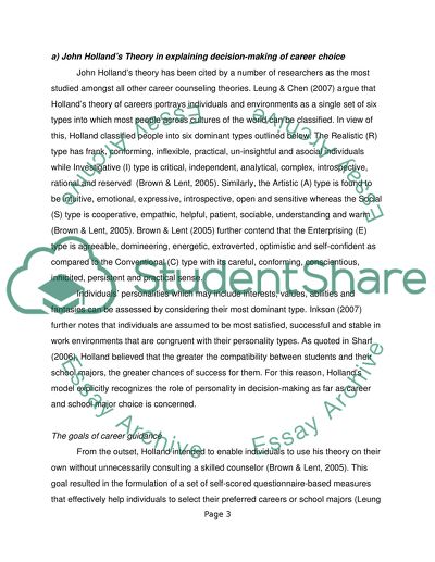John Hollands Theory Applied to Secondary School in Hong Kong
