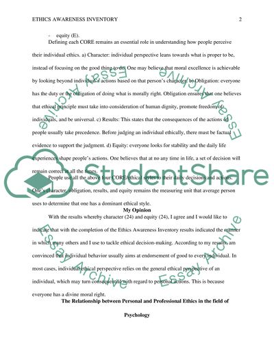 Ethicness Inventory Awarness Paper