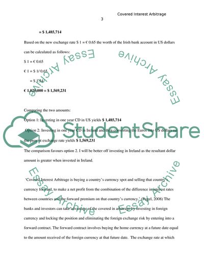 Covered Interest Arbitrage - Calculations & Discussion