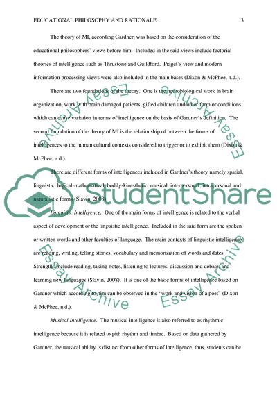 Educational Philosophy and Rationale