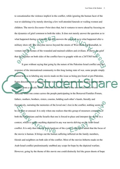 A Movie on the Palestine-Israel Conflict Through the Non-Violent Approach