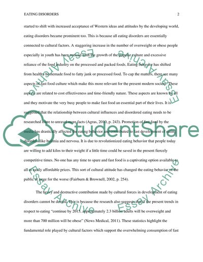 Cultural Aspects in Developing Eating Disorders