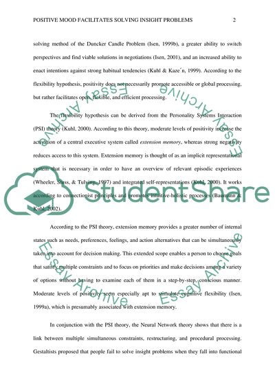 Positive mood facilitates insight problem solving