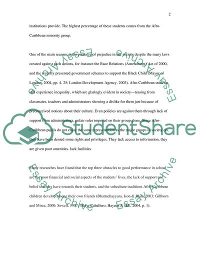 Reasons for the Poor Performance of Afro-Caribbean Students