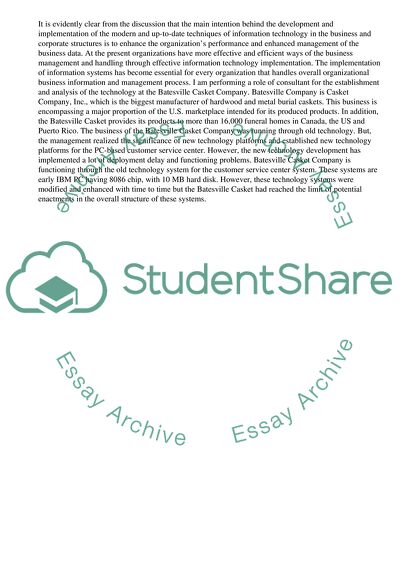 Management Information System in Batesville Casket Company