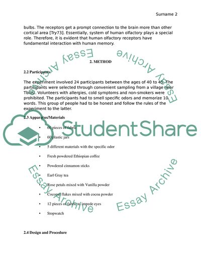 Effects of Olfactory Stimulation on Short-Term Memory