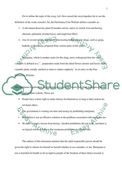 Legalization of Cannabis