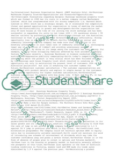 Bunnings Warehouse Property Trust Opportunities and Threats