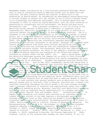 Mecca Cola: Building a Protest Brand in an Increasingly Anti-American Environment