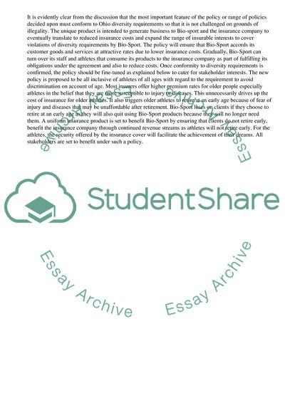 Insurance Cover for Bio-Sport with Regard to Diversity