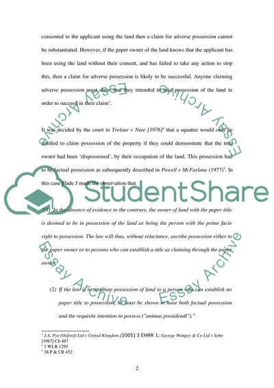 Abolished Possession in Relation to Unregistered and Registered Land