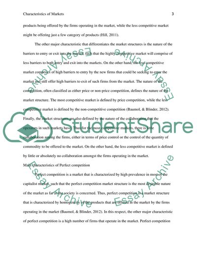 Characteristics of Markets