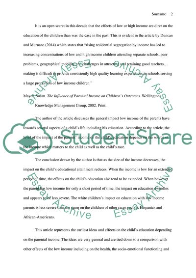 The Effect of Income and Family Structure on Child Education