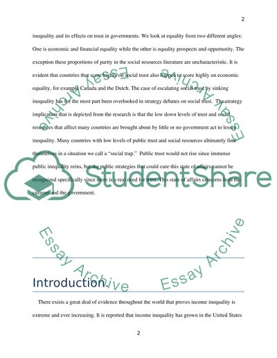 The Income Inequality - Trust Hypothesis
