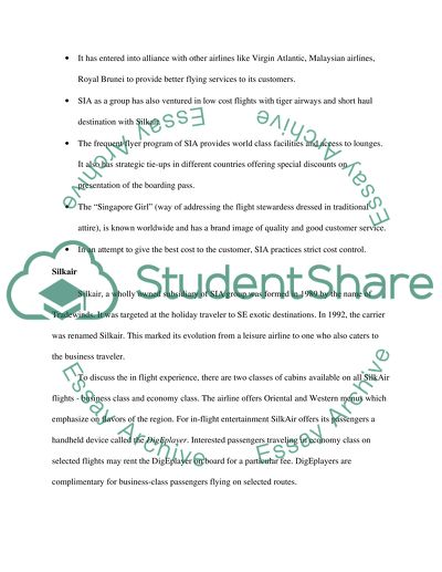 Marketing Management and Strategy: SIA Group of Airlines i.e. SIA airline, Silk Air and Tiger Airway