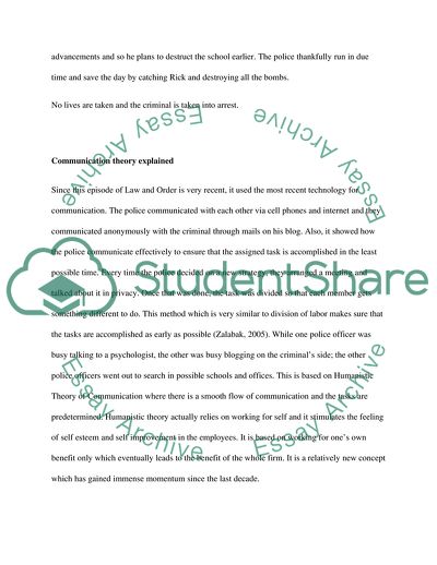 Analysis of the Mode of Communication Used by Police Officers Law and Order Show